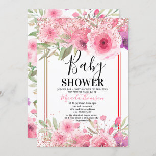 Golden floral cake for baby shower invitation