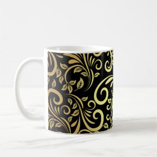 golden floral  coffee mug