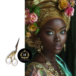 Golden Floral Crown Regal Portrait Decoupage Tissue Paper