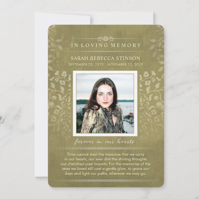 Golden Floral Custom Photo Poem Thank You Card (Front)