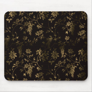 Golden floral decoration mouse pad