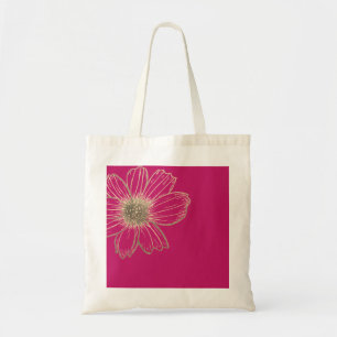 Golden Floral design Pink Tote Bag