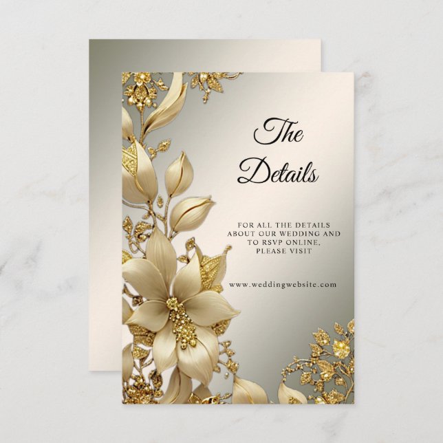 Golden Floral Detail Enclosure Card (Front/Back)