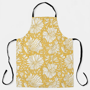Golden floral doodle, abstract hand-drawn apron
