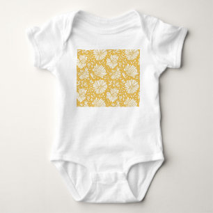 Golden floral doodle, abstract hand-drawn baby bodysuit