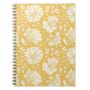 Golden floral doodle, abstract hand-drawn notebook