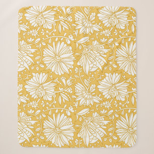 Golden floral doodle, abstract hand-drawn sherpa blanket