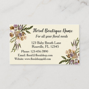 Golden Floral Elegance Boutique Business Card