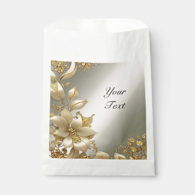 Golden Floral Favour Bag (Front)