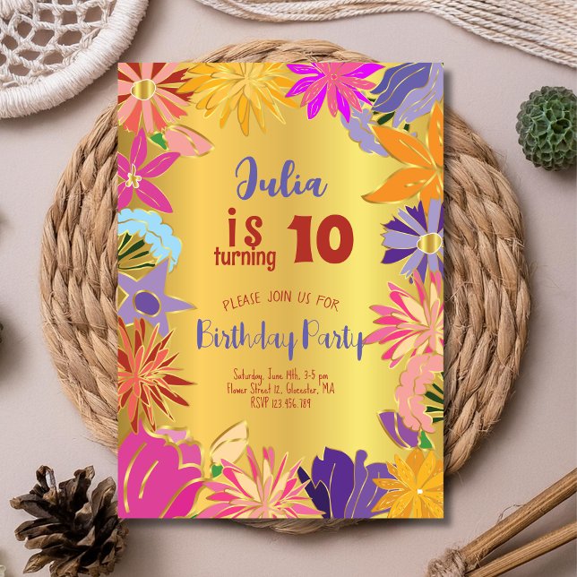 Golden floral garden Birthday Invitation (Creator Uploaded)