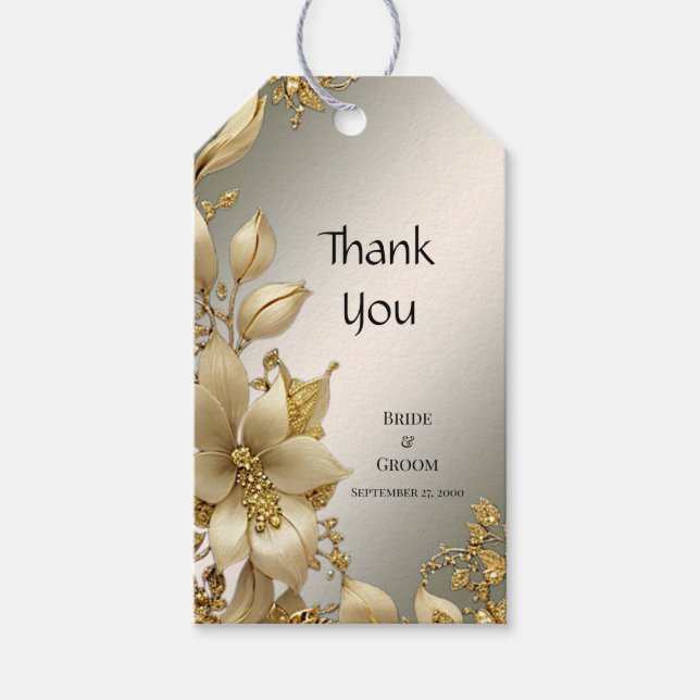 Golden Floral Gift Tag (Front)