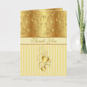 Golden floral, hearts Wedding Thank you