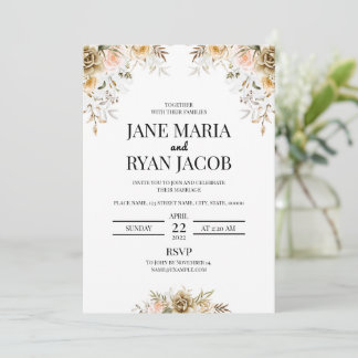 Golden floral Invitation card Template