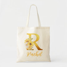 Golden Floral letter R Monogram Wedding Favour