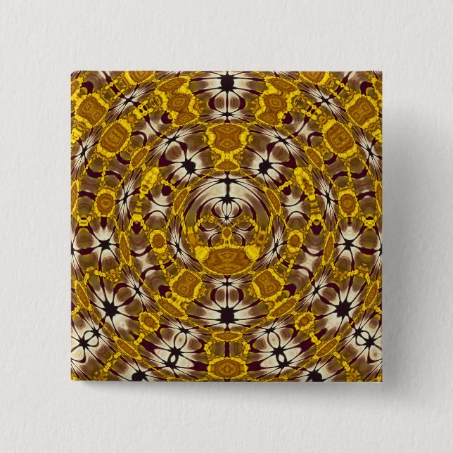 Golden Floral Mandala Boho Pattern 15 Cm Square Badge (Front)
