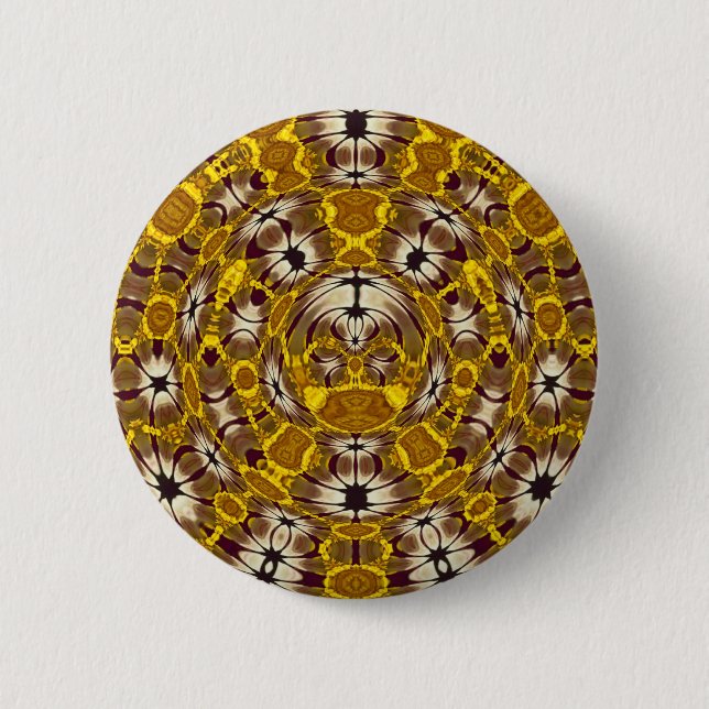 Golden Floral Mandala Boho Pattern 6 Cm Round Badge (Front)
