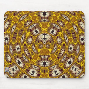 Golden Floral Mandala Boho Pattern Mouse Pad