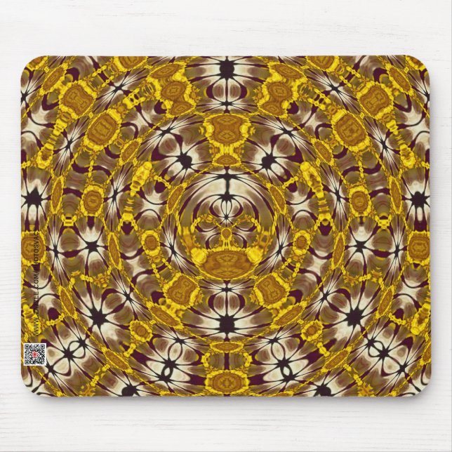 Golden Floral Mandala Boho Pattern Mouse Pad (Front)