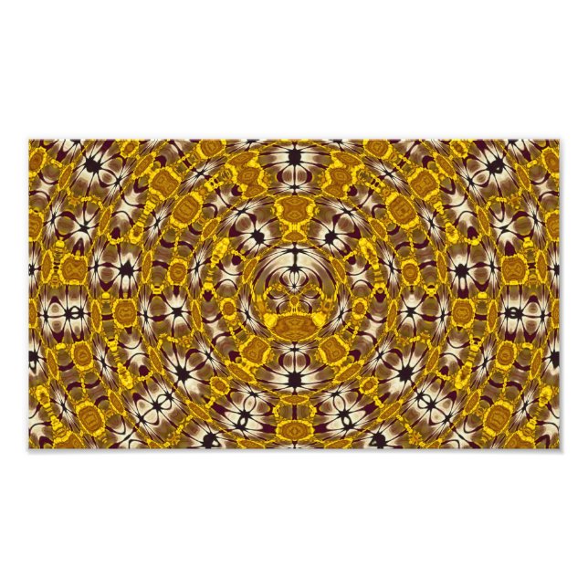 Golden Floral Mandala Boho Pattern Photo Print (Front)