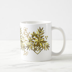GOLDEN FLORAL ~ Monogram Mug