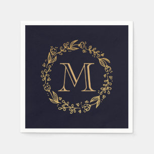 Golden Floral Monogram Napkin