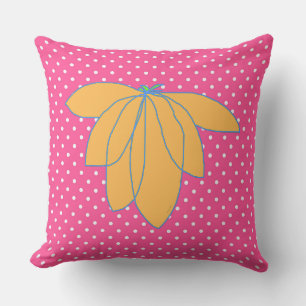 Golden Floral On Pink White Dots Cushion