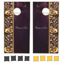 Golden Floral Ornament Cornhole Set