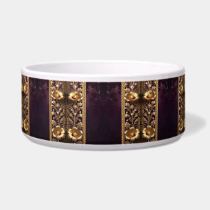 Golden Floral Ornament Pet Bowl