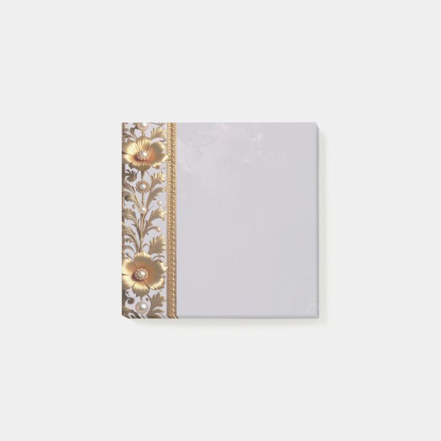 Golden Floral Ornament Post it Notes (Front)