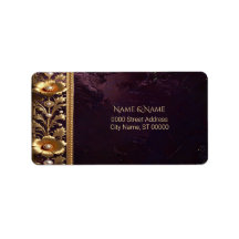 Golden Floral Ornament with Pearls Address Label