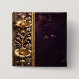 Golden Floral Ornament with Pearls Button