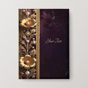 Golden Floral Ornament with Pearls Button