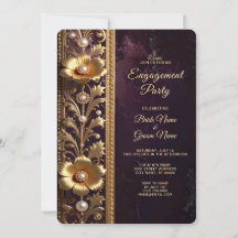 Golden Floral Ornament with Pearls Engagement