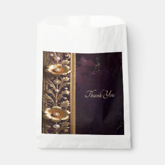 Golden Floral Ornament with Pearls Favour Bag