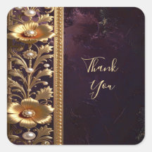 Golden Floral Ornament with Pearls Sticker