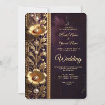 Golden Floral Ornament with Pearls Wedding