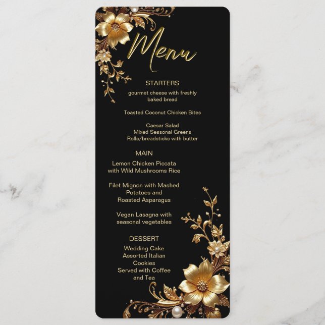Golden Floral Ornate Frame Menu (Front)
