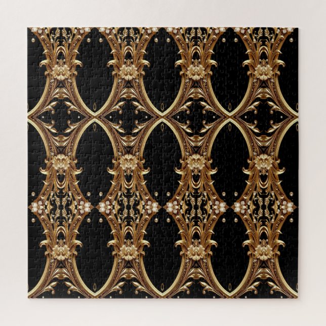 Golden Floral Ornate Jigsaw Puzzle (Vertical)