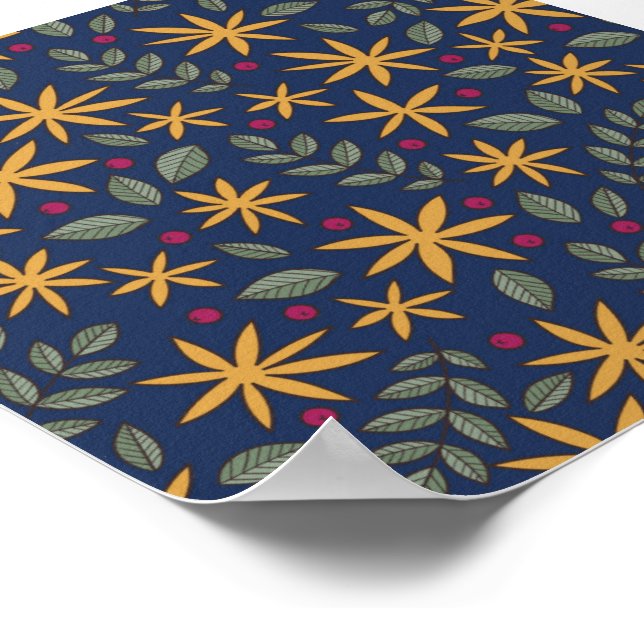 Golden Floral Pattern Botanical Design Poster (Corner)