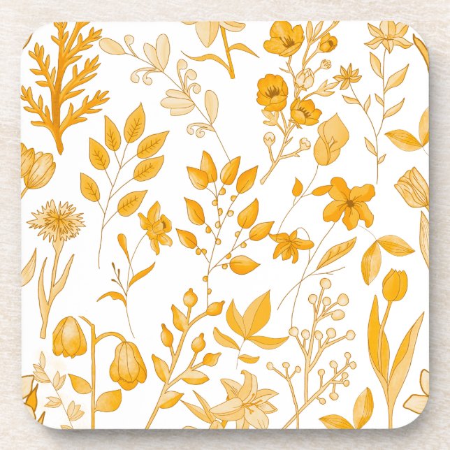 Golden Floral Pattern for Autumn Coaster (Front)