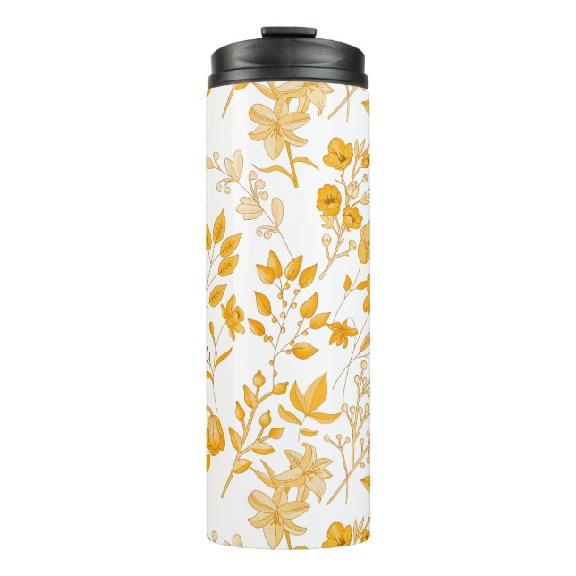 Golden Floral Pattern for Autumn Thermal Tumbler (Front)