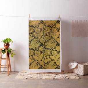 Golden Floral Pattern Oriental Flower Fabric