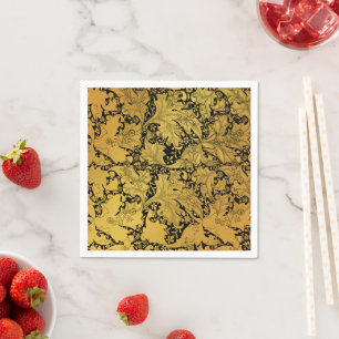 Golden Floral Pattern Oriental Flower Napkin