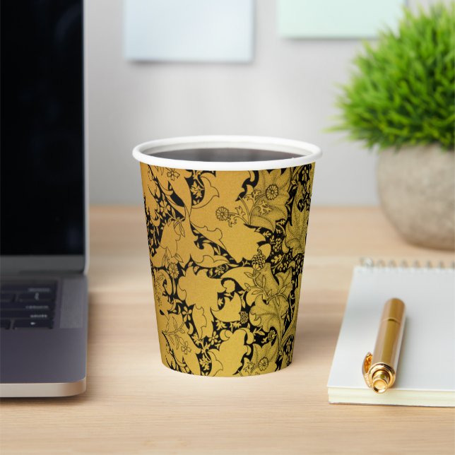Golden Floral Pattern Oriental Flower Paper Cups (Insitu)