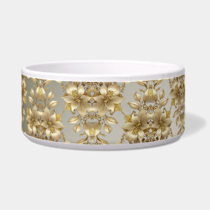 Golden Floral Pet Bowl