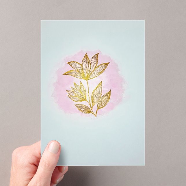 Golden Floral Pink Wedding Invitation (Insitu (Handheld))