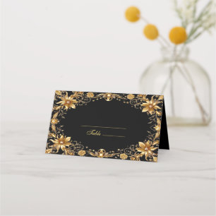 Golden Floral Place Card