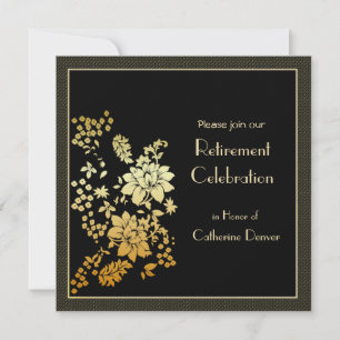 Golden Floral Retirement Party Invitations