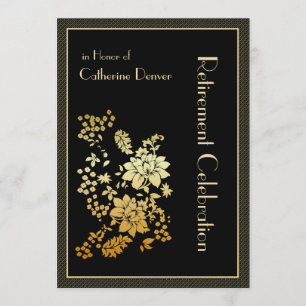 Golden Floral Retirement Party Invitations