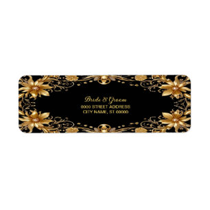 Golden Floral Return Address Label